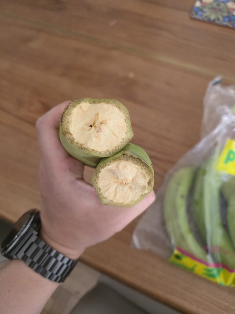 fresh raw plantain ready to cook