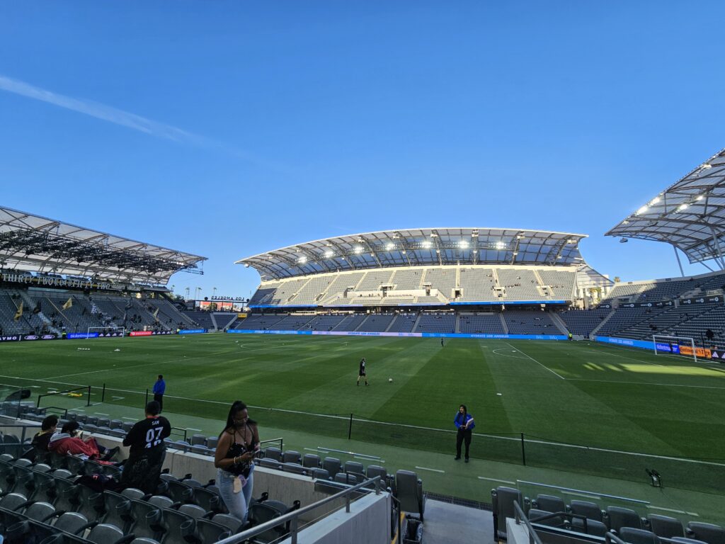 Soccer field at LAFC BMO Stadium before the match