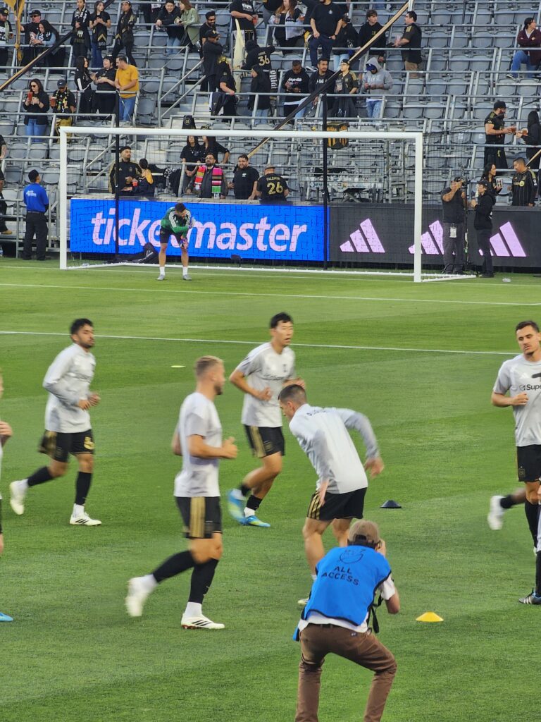 Son Heung-min warming up at LAFC BMO Stadium